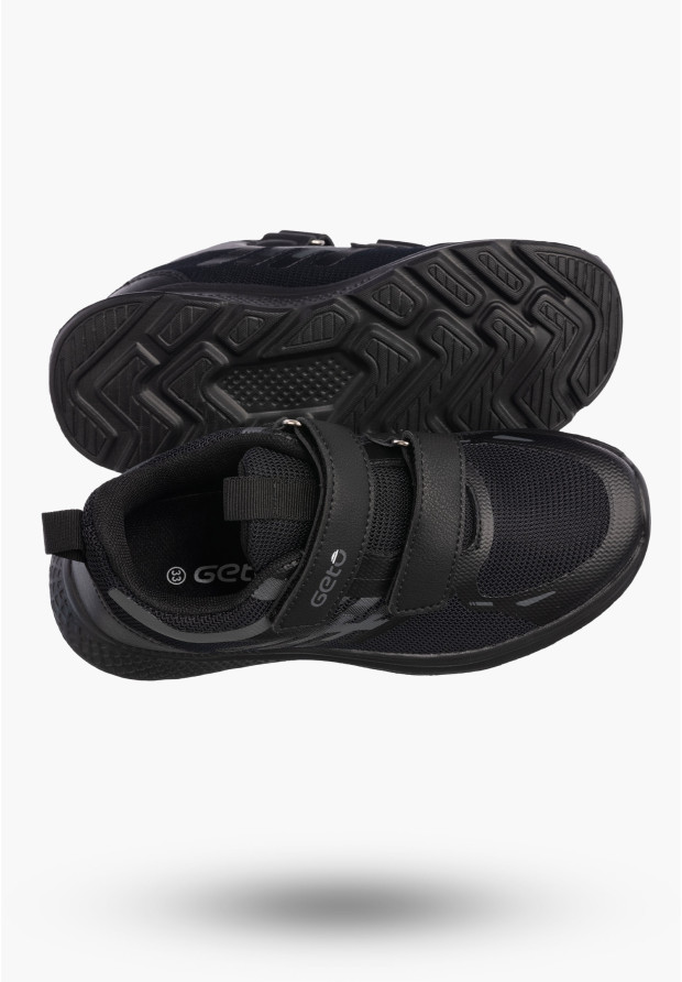 Buty Chłopięce Sneakersy Czarne Na Rzepy Sportowe Materiałowe A-521