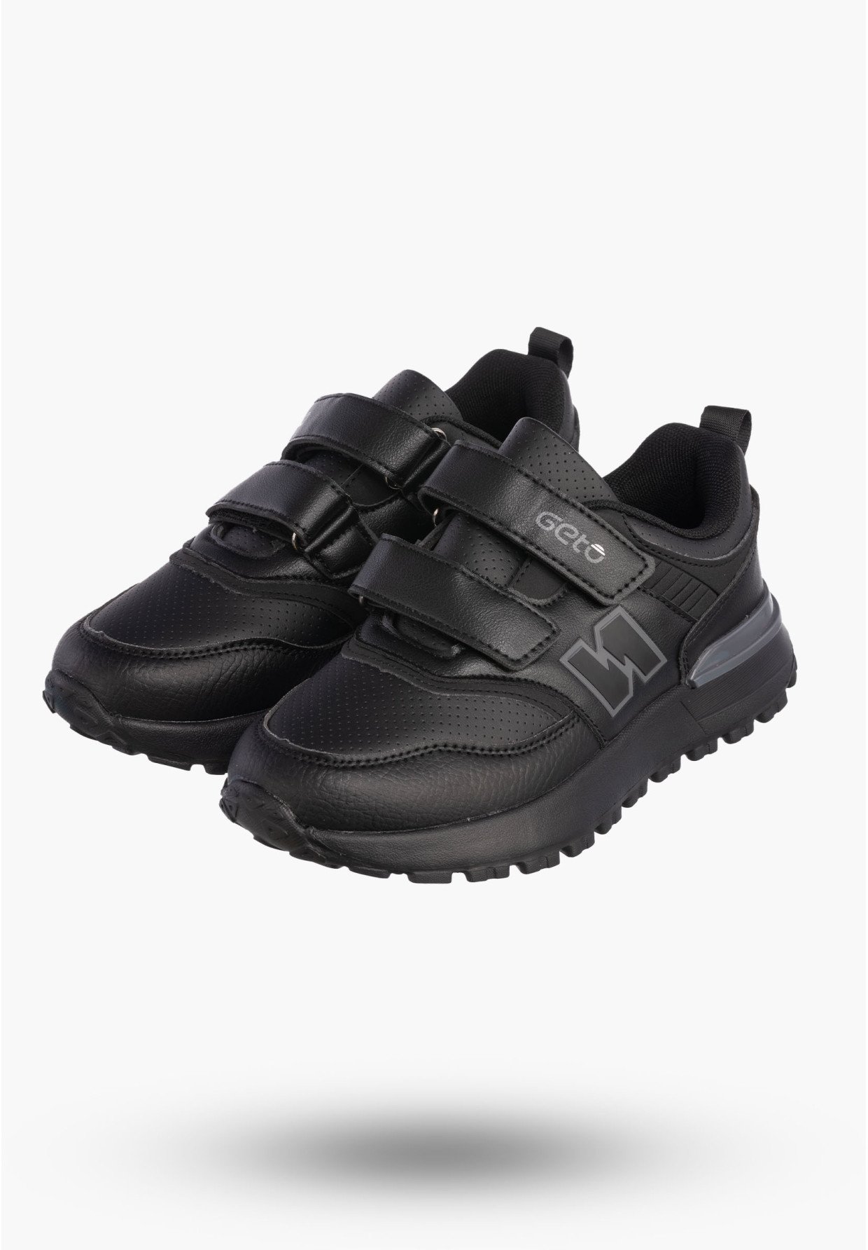 Buty Chłopięce Sneakersy Czarne Na Rzepy Sportowe Eko Skóra A-525