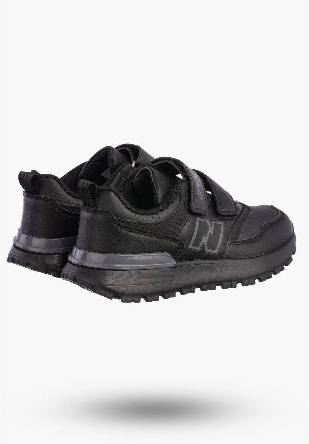 Buty Chłopięce Sneakersy Czarne Na Rzepy Sportowe Eko Skóra A-525