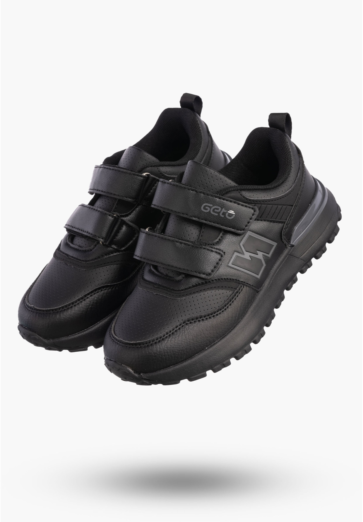 Buty Chłopięce Sneakersy Czarne Na Rzepy Sportowe Eko Skóra A-525