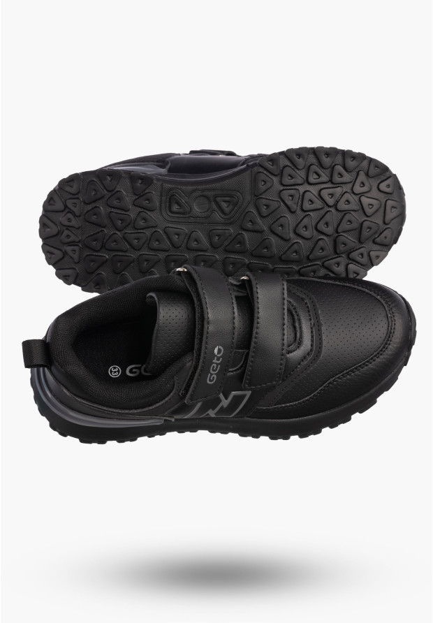 Buty Chłopięce Sneakersy Czarne Na Rzepy Sportowe Eko Skóra A-525