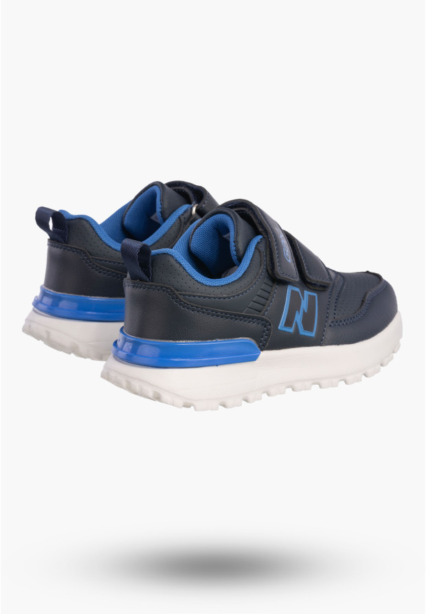 Buty Chłopięce Sneakersy Granatowe Na Rzepy Sportowe Eko Skóra A-525