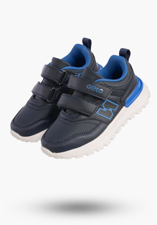 Buty Chłopięce Sneakersy Granatowe Na Rzepy Sportowe Eko Skóra A-525