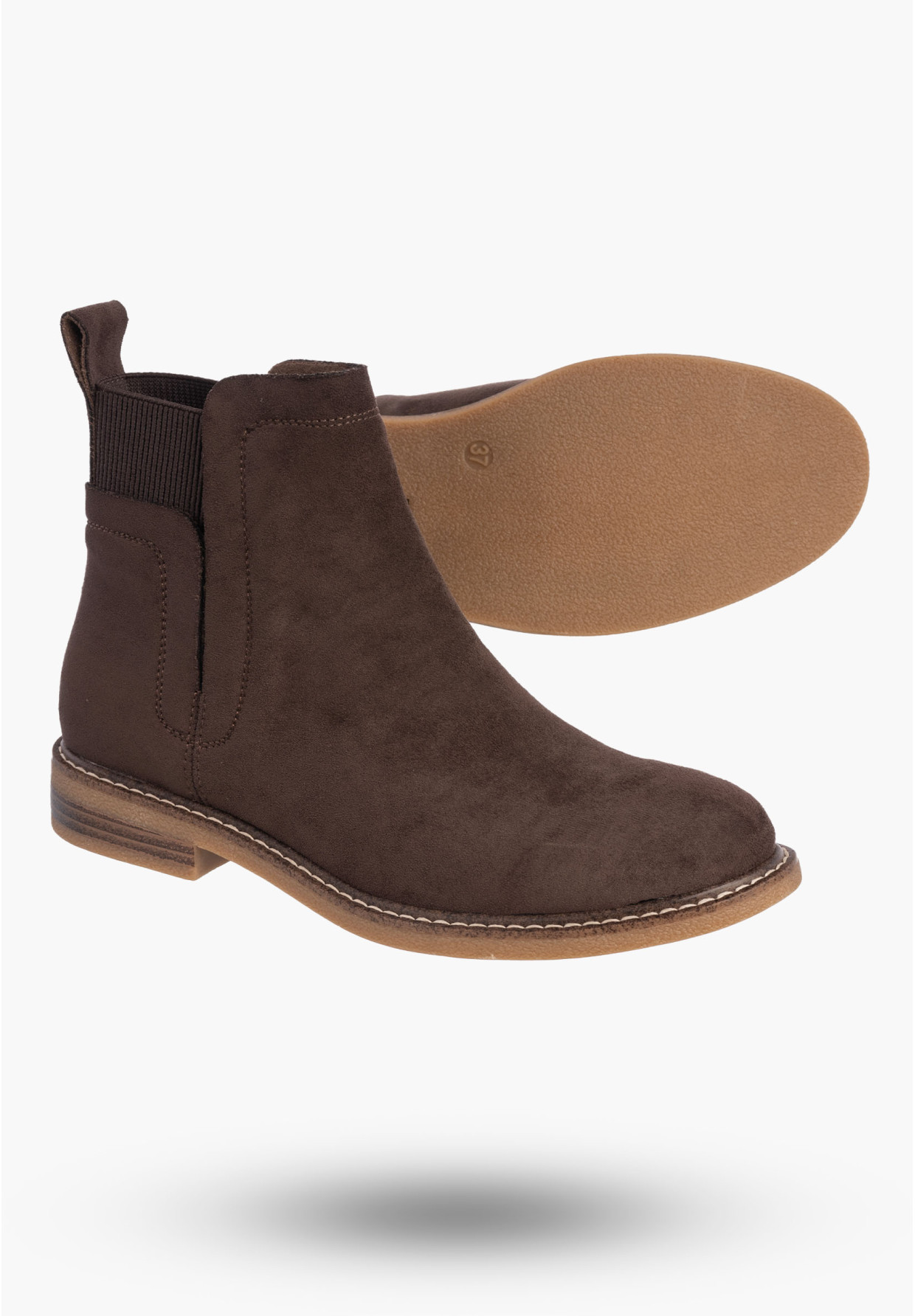 Botki Damskie Na Obcasie Wsuwane Buty Brązowe Lekkie Eko A2902-1