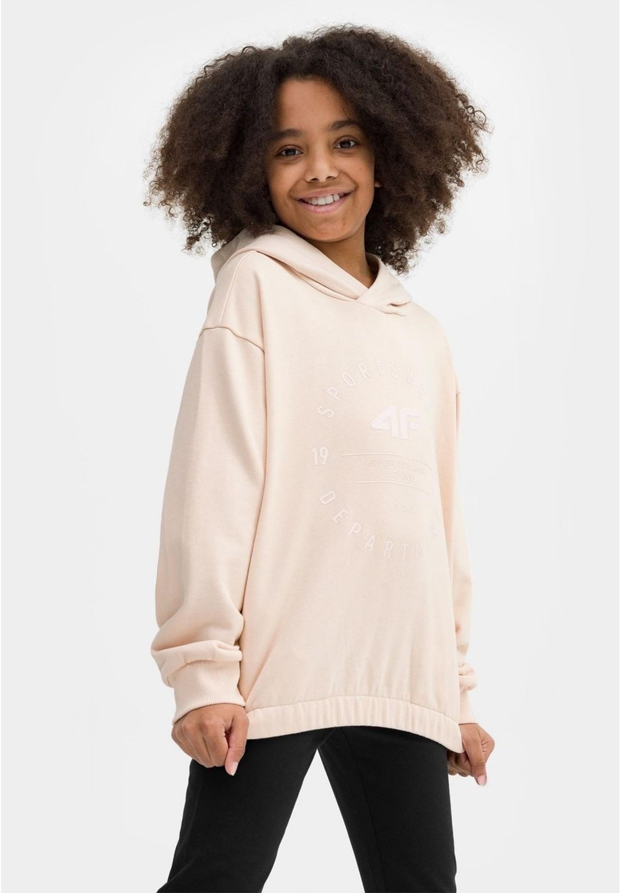 Bluza Dziewczęca 4F z kapturem beżowa