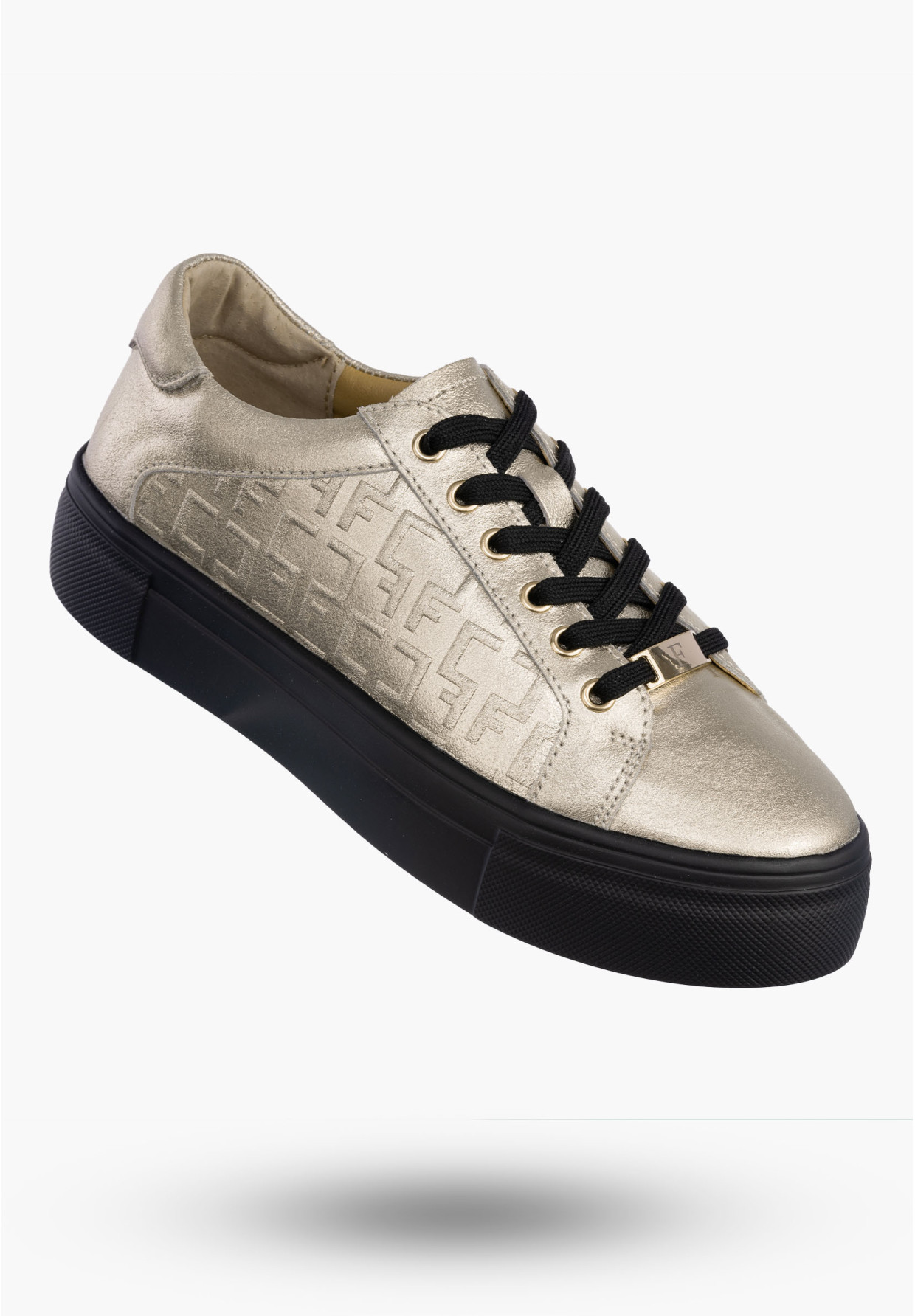 Buty Damskie FILIPPO Skórzane Półbuty Niskie Sneakersy Złote DP6850