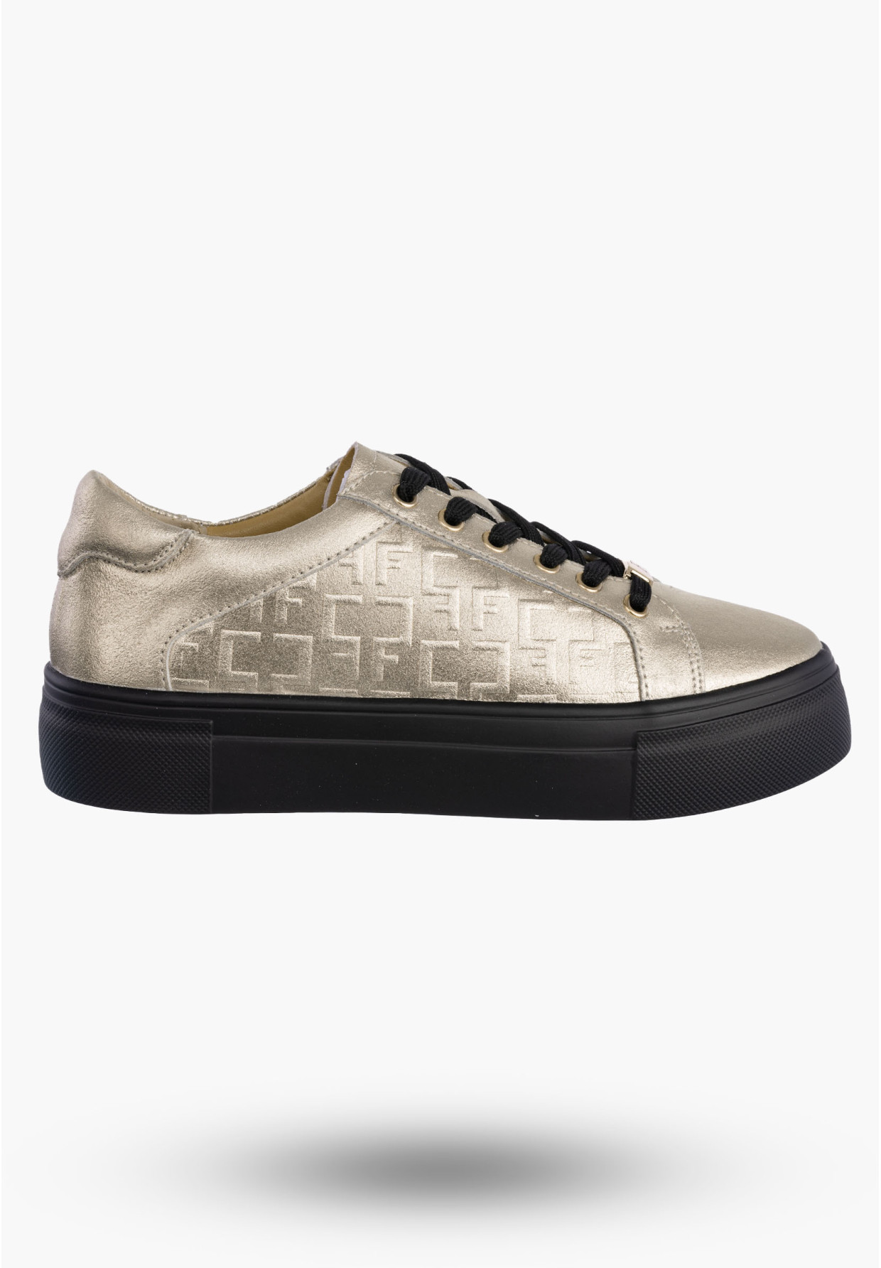 Buty Damskie FILIPPO Skórzane Półbuty Niskie Sneakersy Złote DP6850