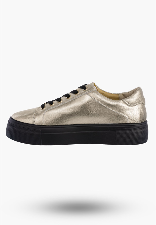 Buty Damskie FILIPPO Skórzane Półbuty Niskie Sneakersy Złote DP6850