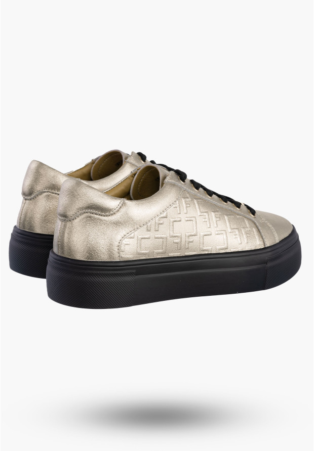 Buty Damskie FILIPPO Skórzane Półbuty Niskie Sneakersy Złote DP6850