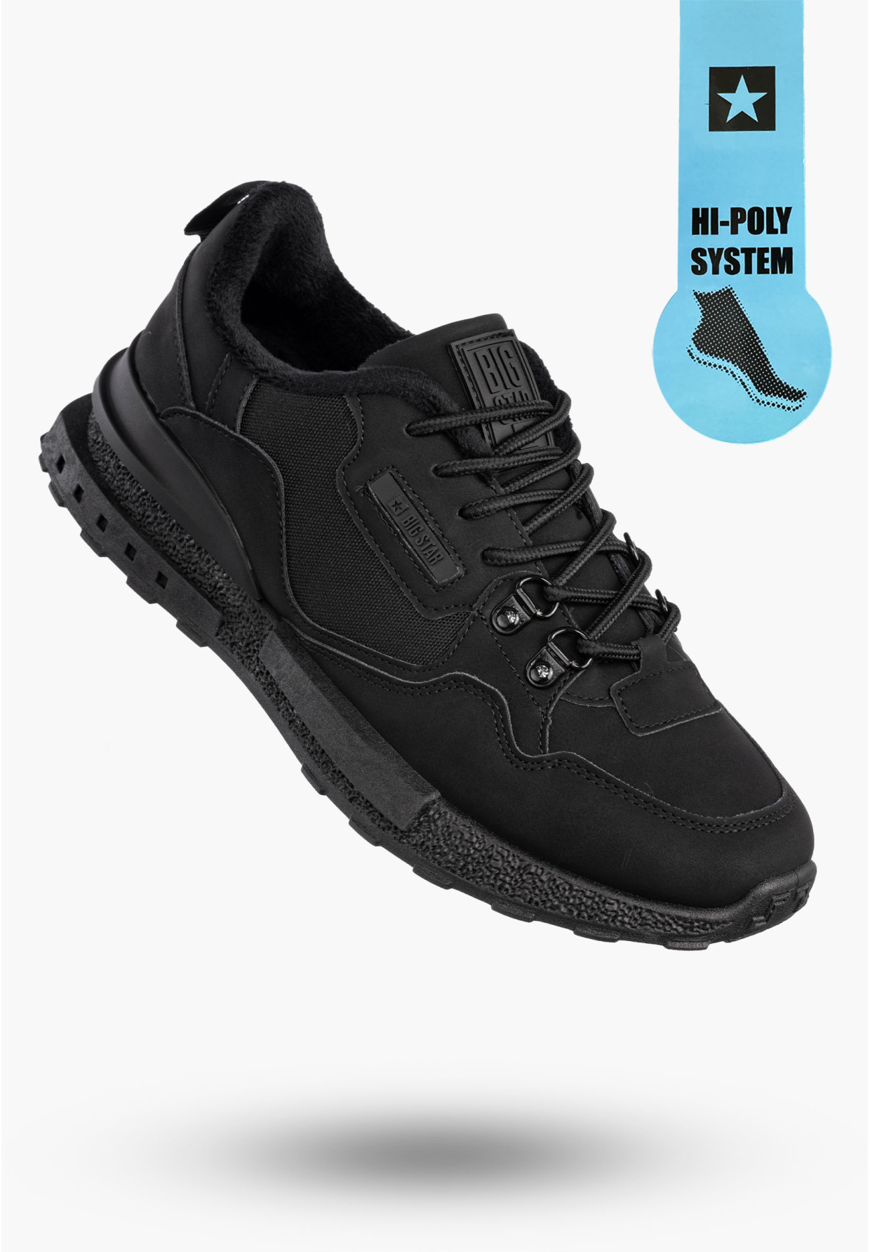 Buty Męskie BIG STAR Sportowe Ocieplane Czarne Sneakersy SS174411