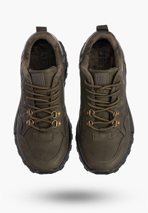 Buty Męskie BIG STAR Sportowe Ocieplane Khaki Sneakersy SS174413