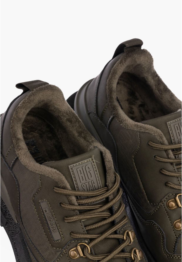 Buty Męskie BIG STAR Sportowe Ocieplane Khaki Sneakersy SS174413