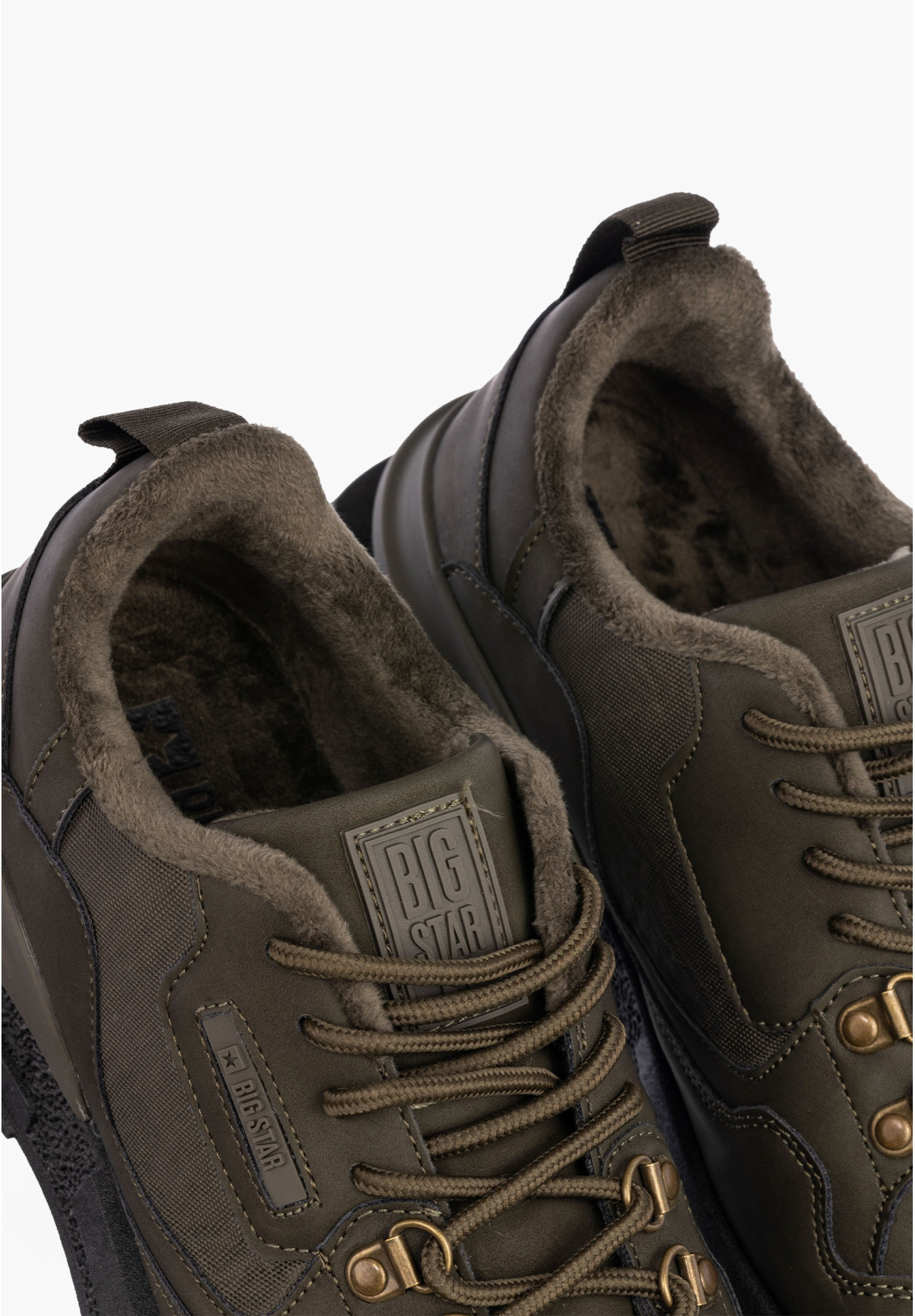 Buty Męskie BIG STAR Sportowe Ocieplane Khaki Sneakersy SS174413