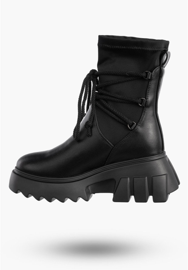 Botki Damskie BIG STAR Czarne Buty Za kostkę Czarne Ocieplane MM274590