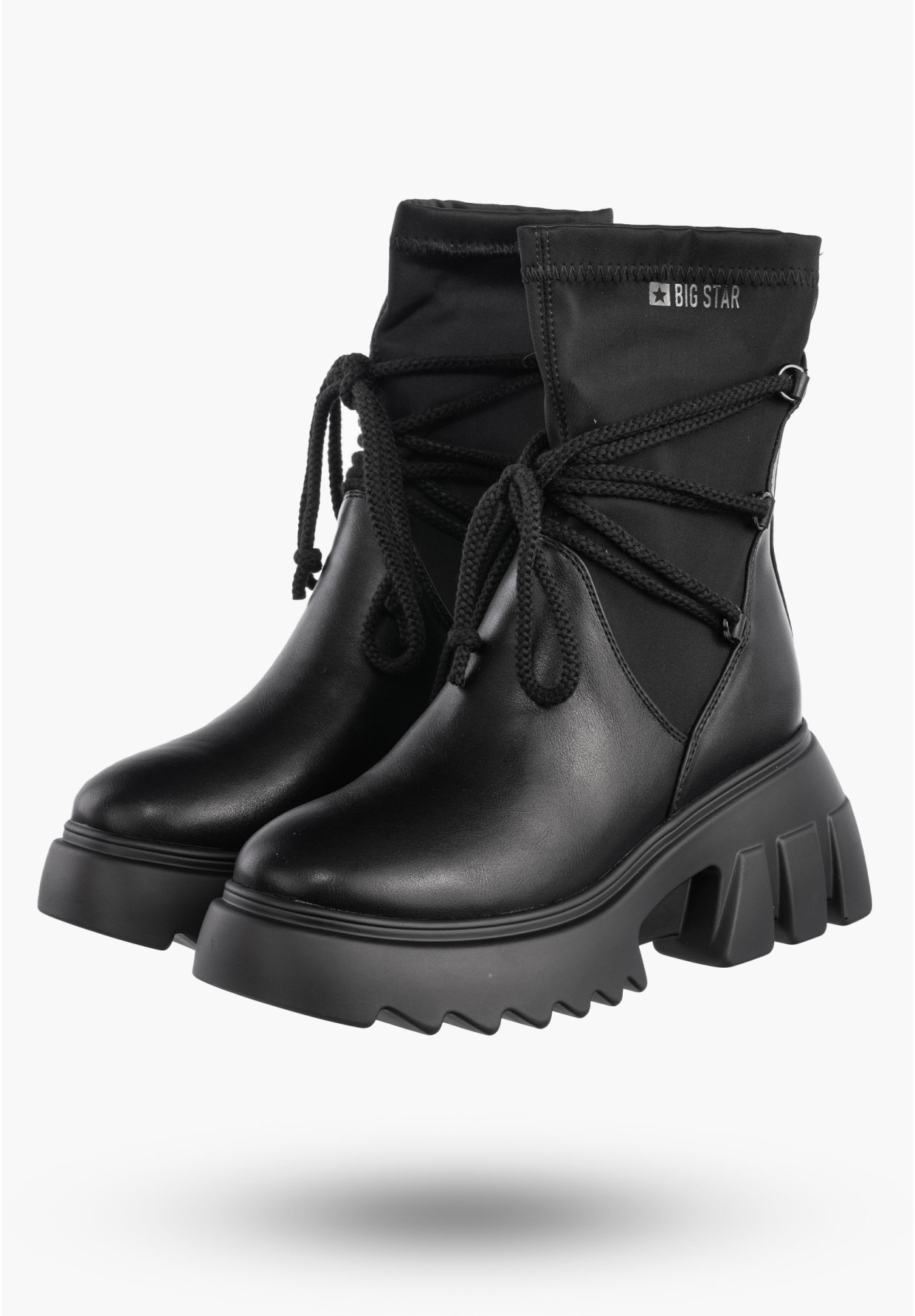 Botki Damskie BIG STAR Czarne Buty Za kostkę Czarne Ocieplane MM274590