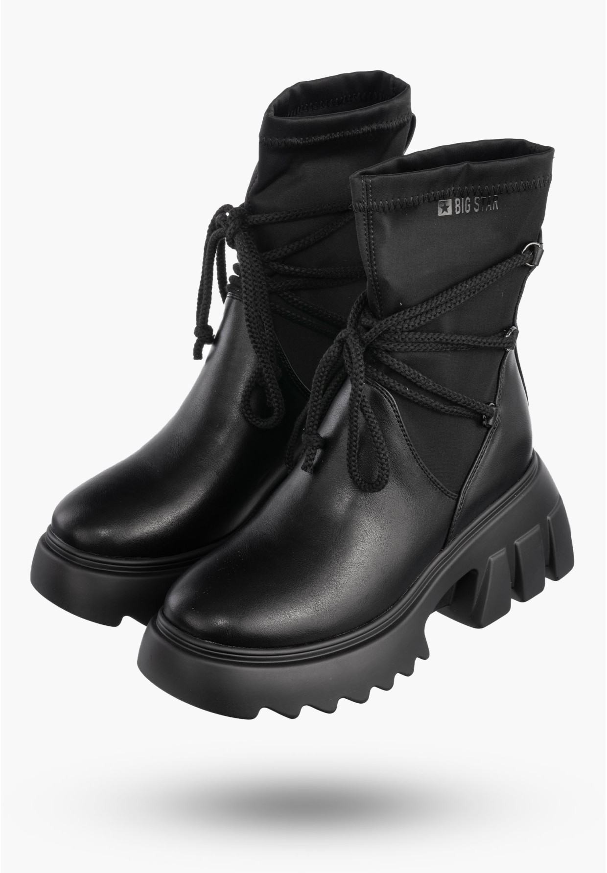 Botki Damskie BIG STAR Czarne Buty Za kostkę Czarne Ocieplane MM274590