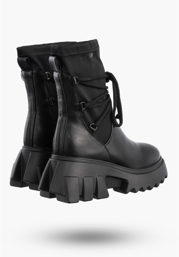 Botki Damskie BIG STAR Czarne Buty Za kostkę Czarne Ocieplane MM274590