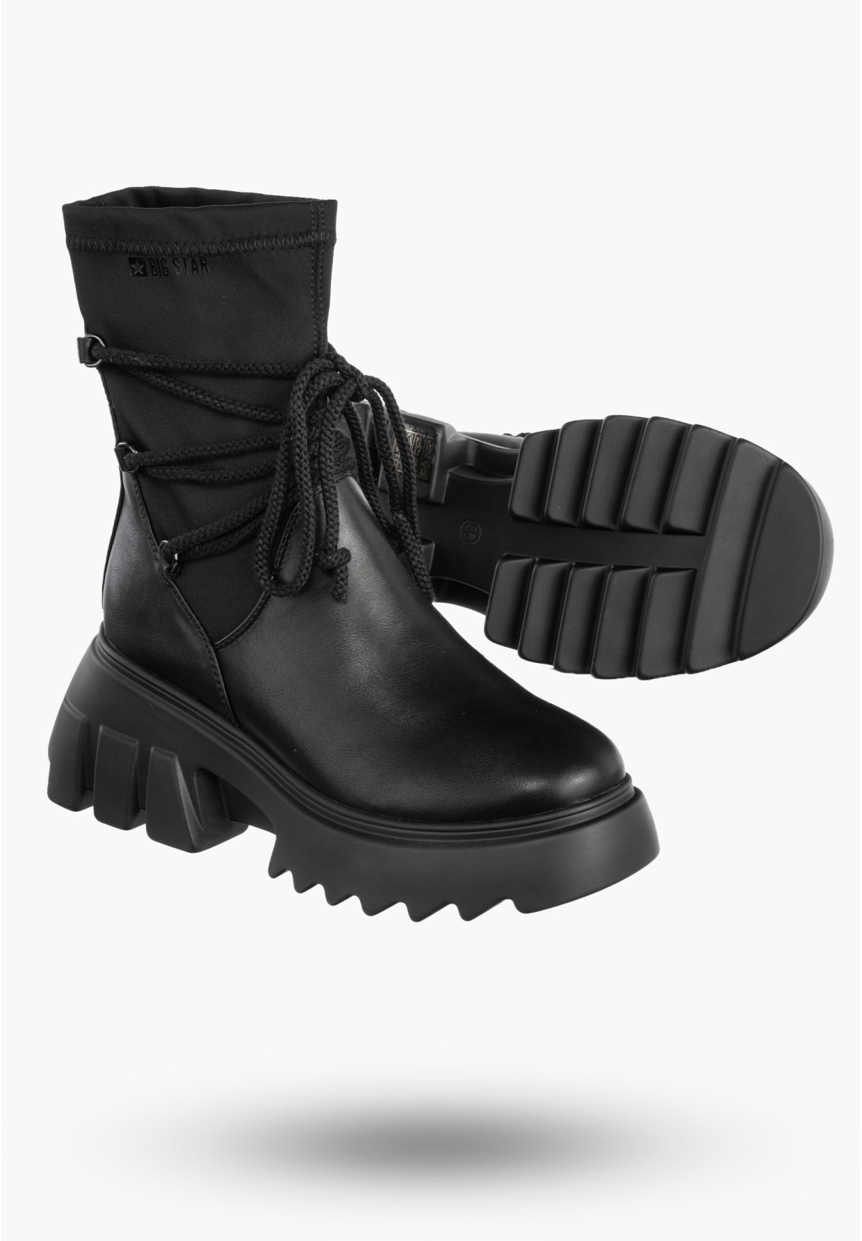 Botki Damskie BIG STAR Czarne Buty Za kostkę Czarne Ocieplane MM274590