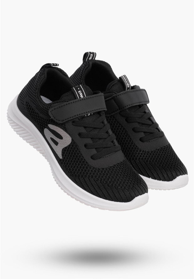 Buty Dziecięce Sneakersy Czarne Na Rzepy Sportowe Materiałowe Z394