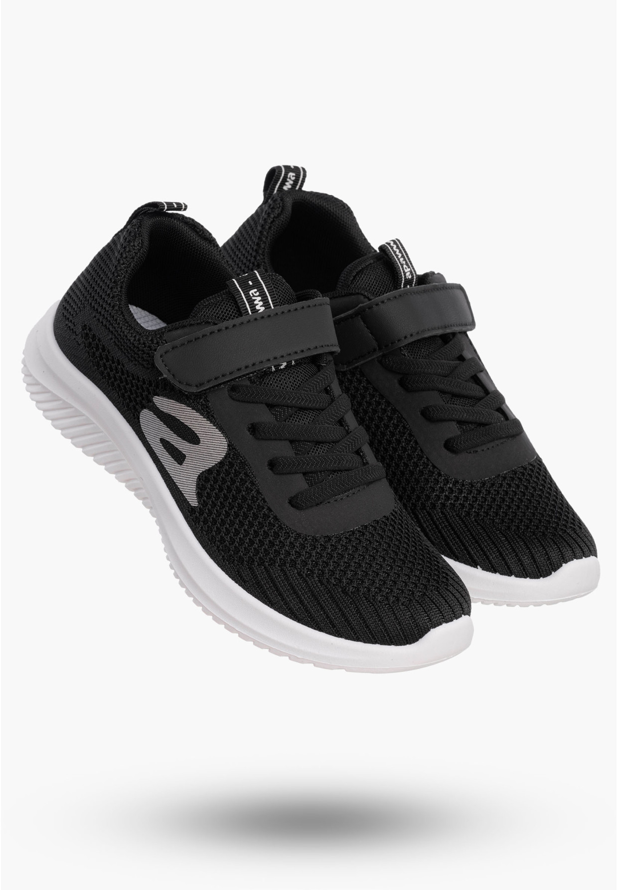 Buty Dziecięce Sneakersy Czarne Na Rzepy Sportowe Materiałowe Z394