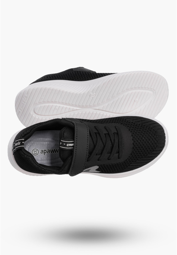 Buty Dziecięce Sneakersy Czarne Na Rzepy Sportowe Materiałowe Z394