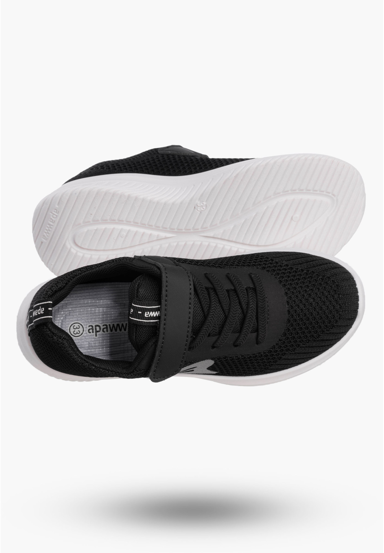 Buty Dziecięce Sneakersy Czarne Na Rzepy Sportowe Materiałowe Z394