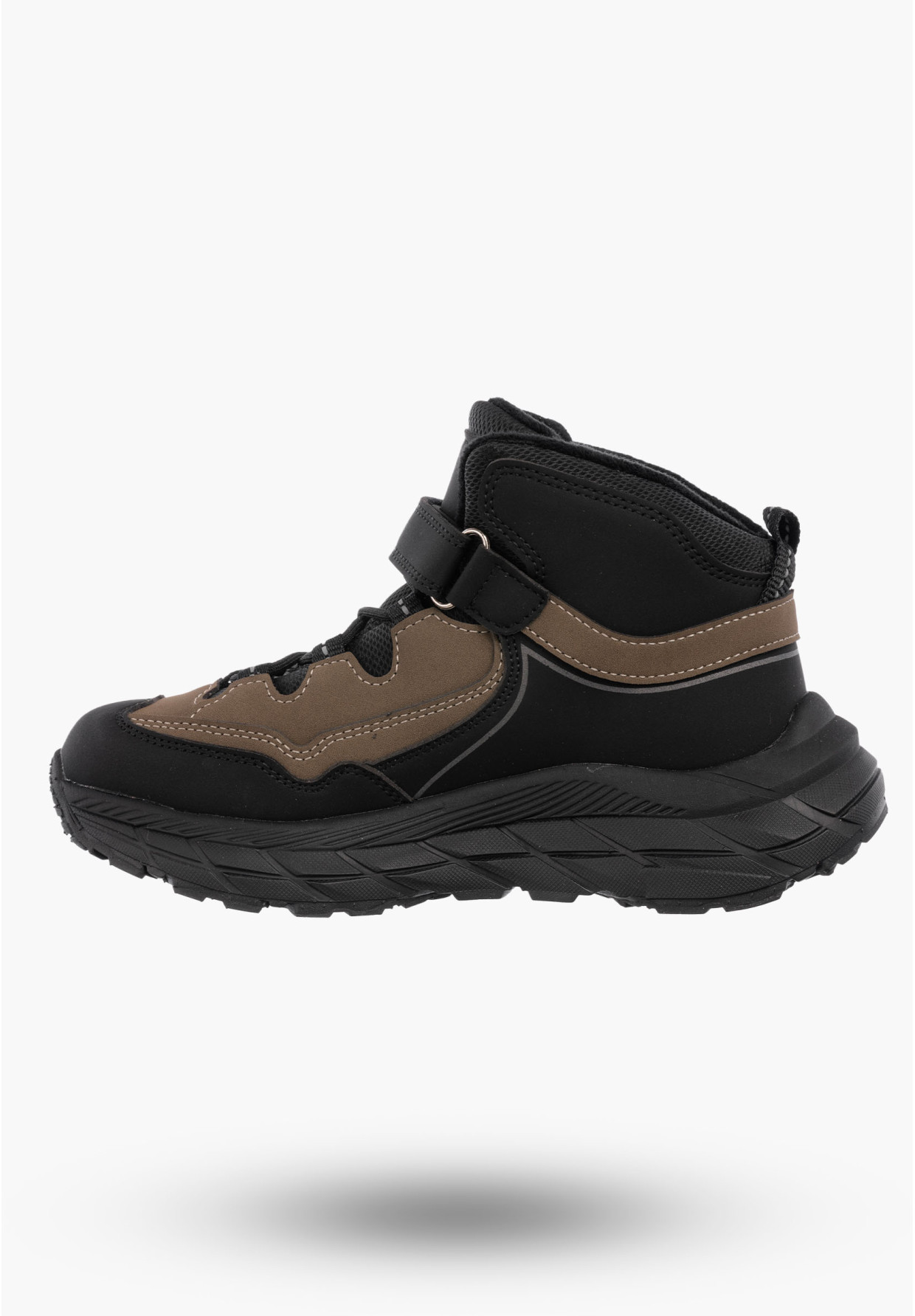 Buty Dziecięce Sneakersy Khaki Na Rzepy Sportowe Za kostkę Ocieplane