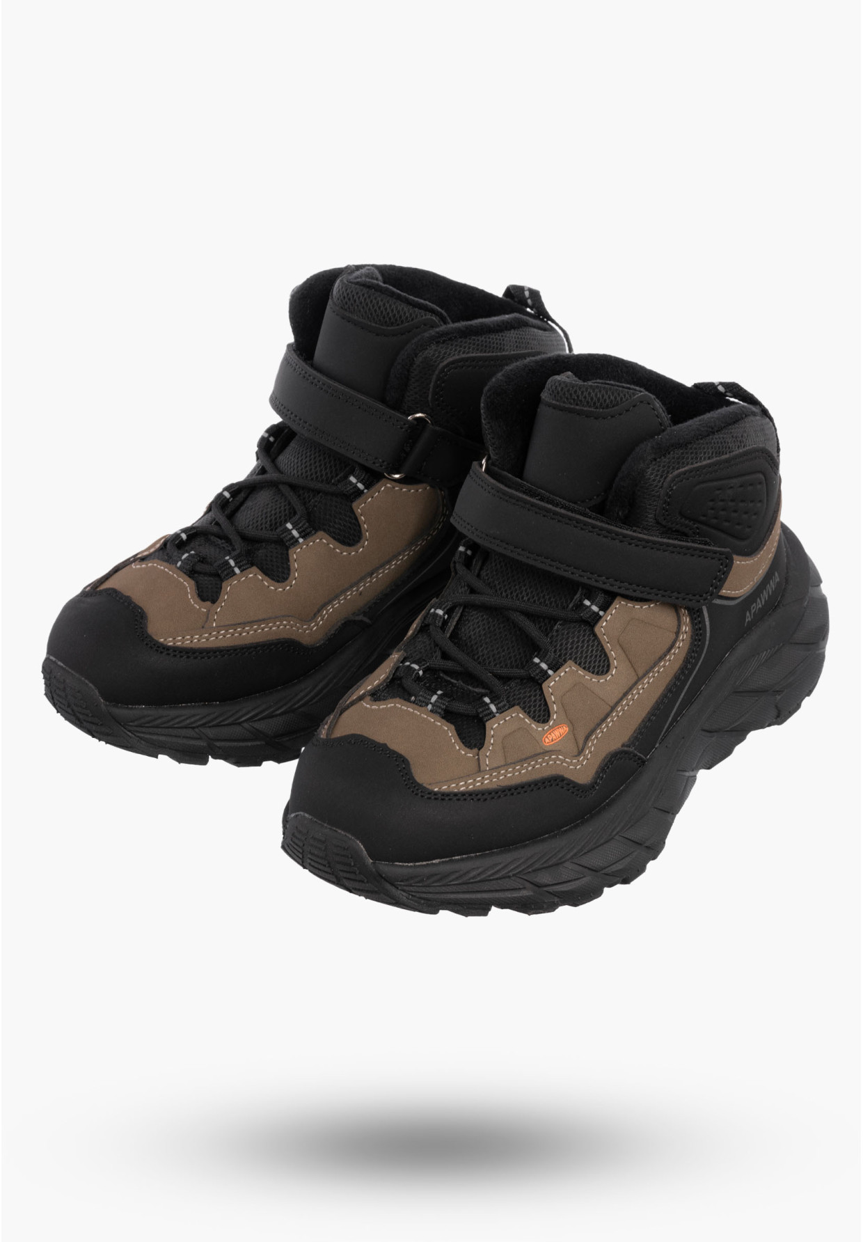 Buty Dziecięce Sneakersy Khaki Na Rzepy Sportowe Za kostkę Ocieplane