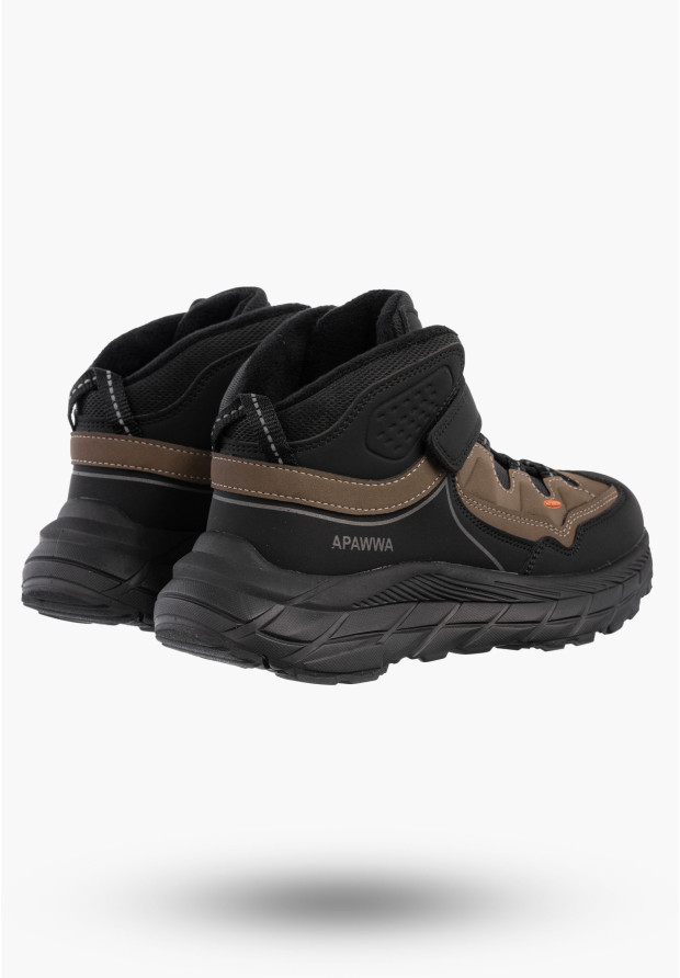 Buty Dziecięce Sneakersy Khaki Na Rzepy Sportowe Za kostkę Ocieplane