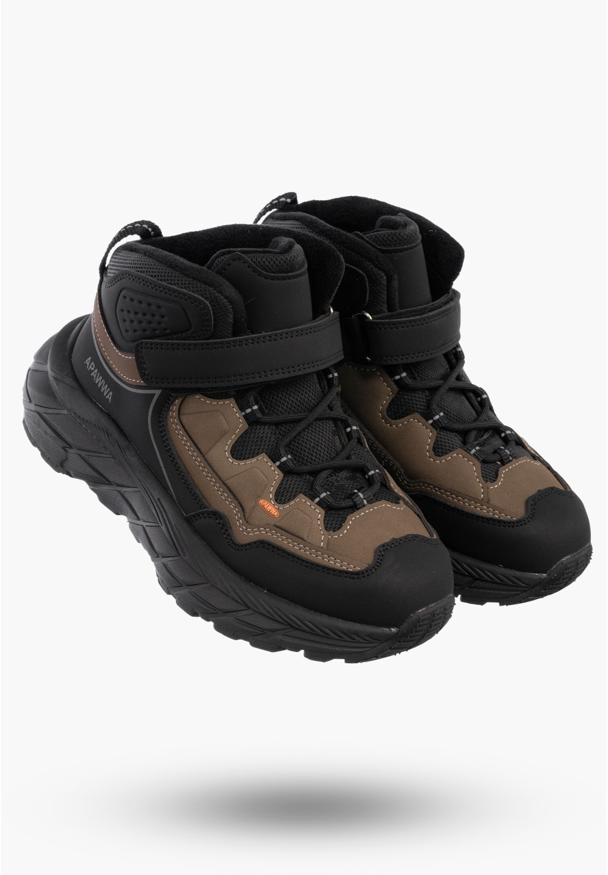 Buty Dziecięce Sneakersy Khaki Na Rzepy Sportowe Za kostkę Ocieplane