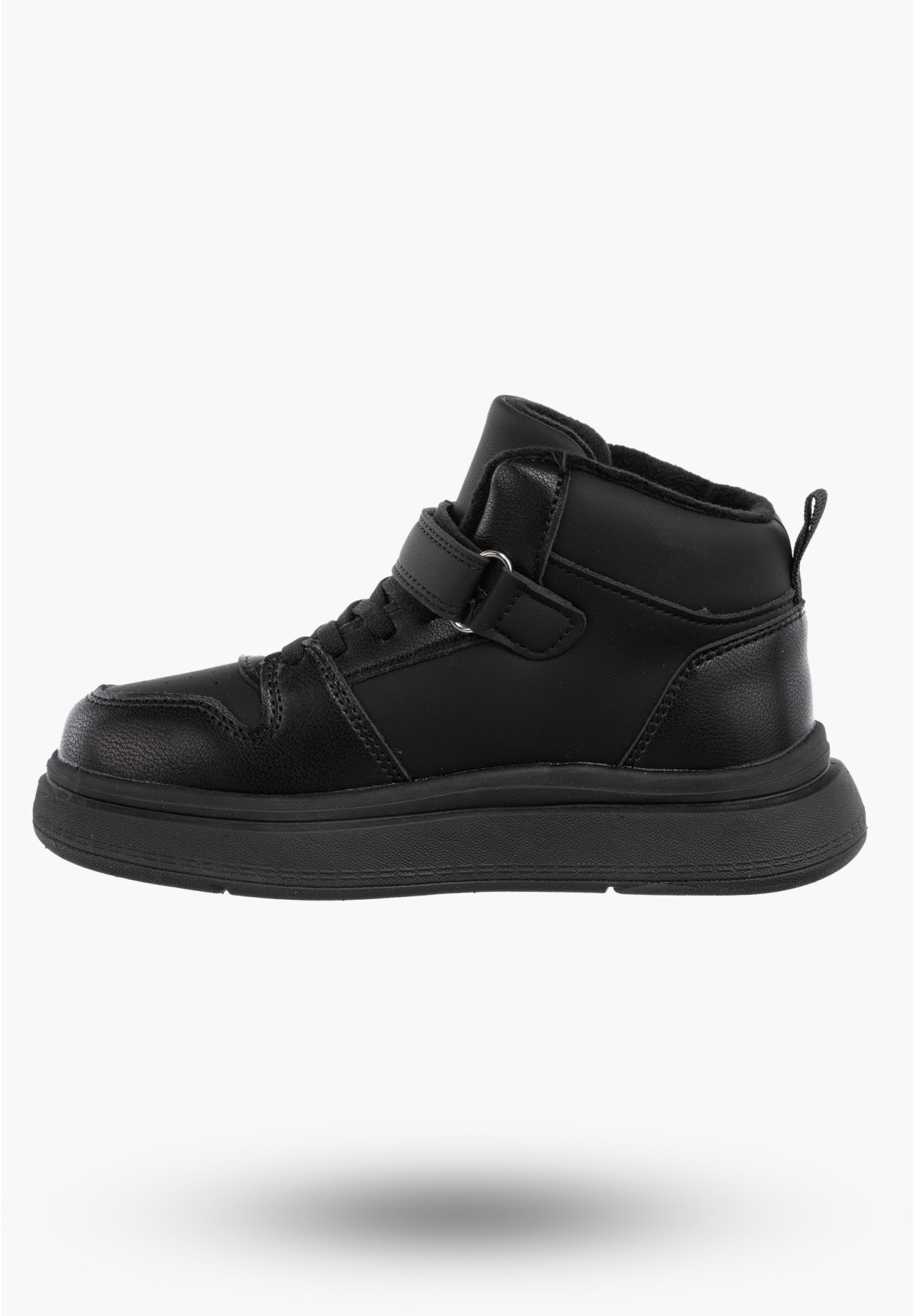Buty Dziecięce Sneakersy Czarne Na Rzepy Sportowe Za kostkę Ocieplane