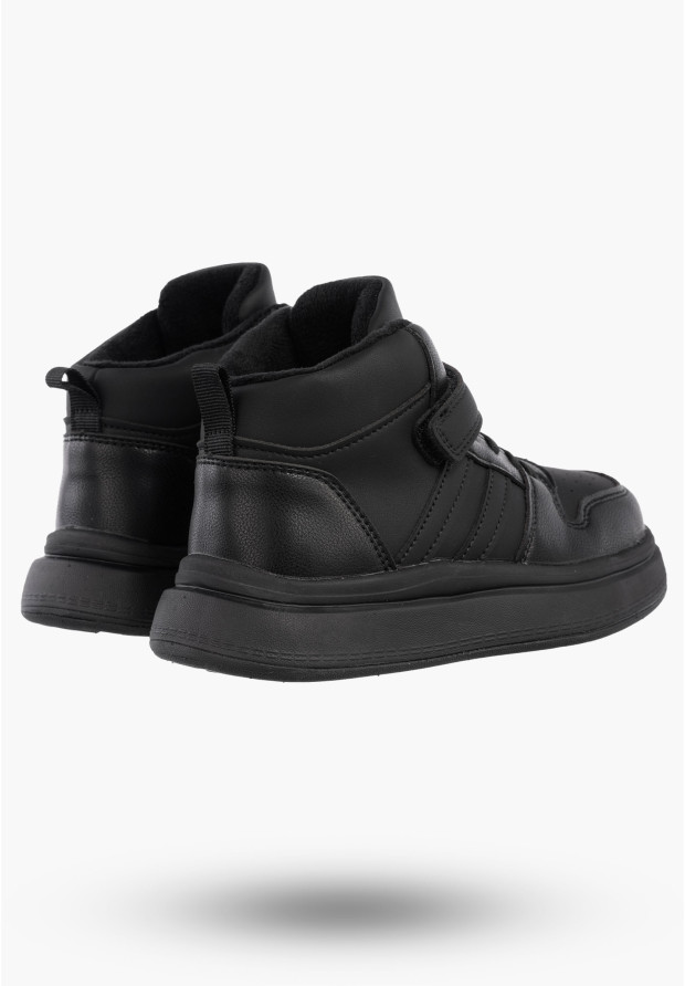 Buty Dziecięce Sneakersy Czarne Na Rzepy Sportowe Za kostkę Ocieplane