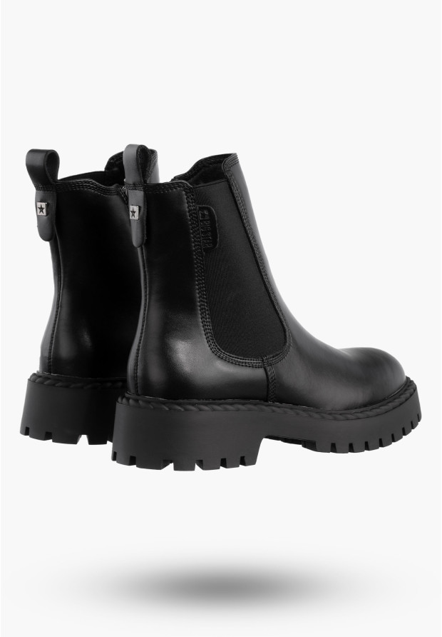 Buty Damskie BIG STAR Botki Skórzane Ocieplane Na Zamek Czarne OO274109