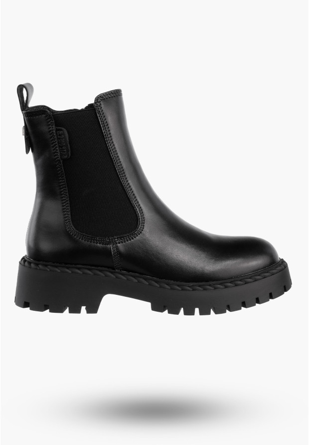 Buty Damskie BIG STAR Botki Skórzane Ocieplane Na Zamek Czarne OO274109