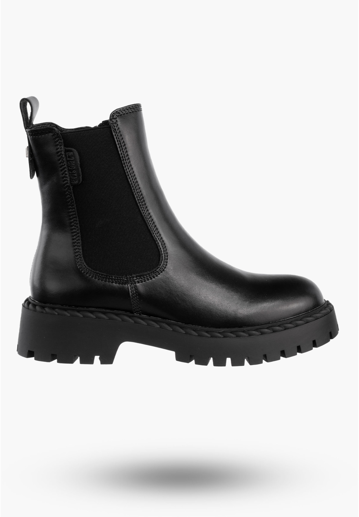 Buty Damskie BIG STAR Botki Skórzane Ocieplane Na Zamek Czarne OO274109