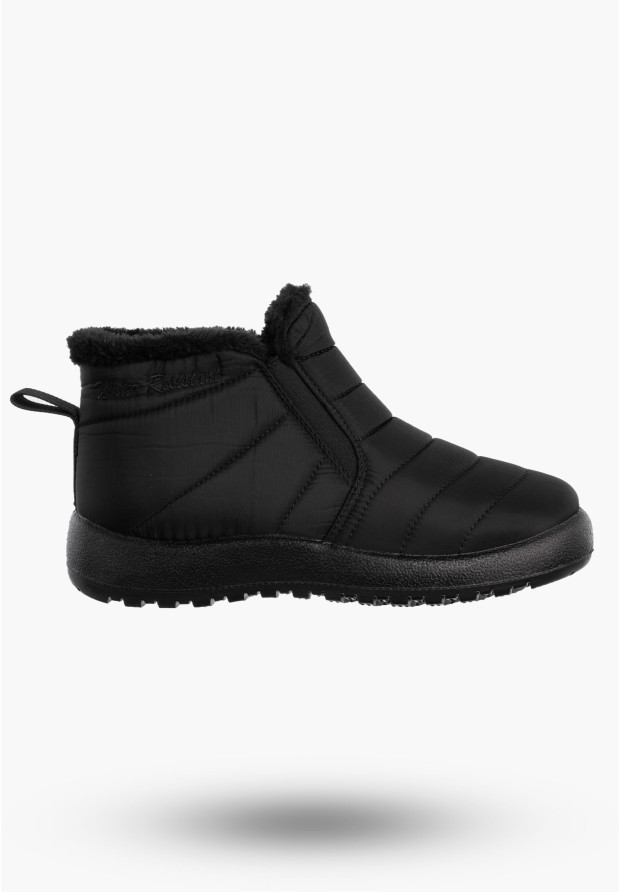 Botki Damskie Buty Wodoodporne Wsuwane Ocieplane Na Zimę Czarne J78355