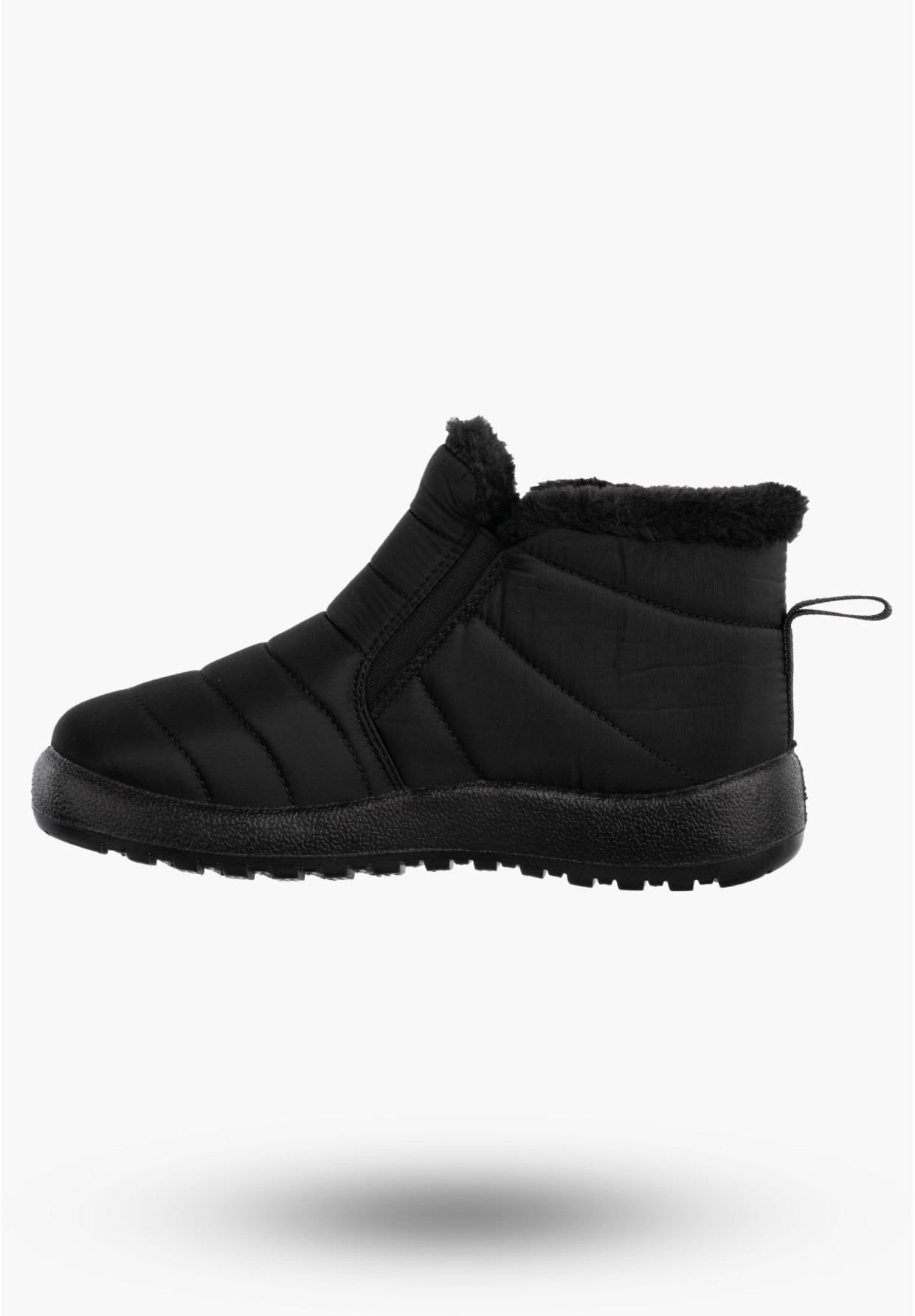 Botki Damskie Buty Wodoodporne Wsuwane Ocieplane Na Zimę Czarne J78355