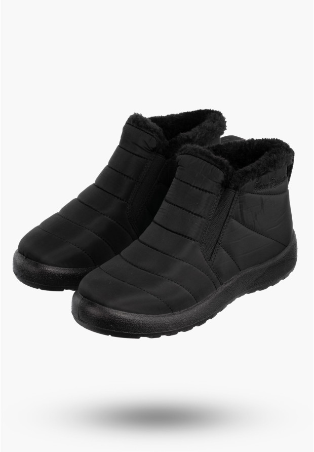 Botki Damskie Buty Wodoodporne Wsuwane Ocieplane Na Zimę Czarne J78355