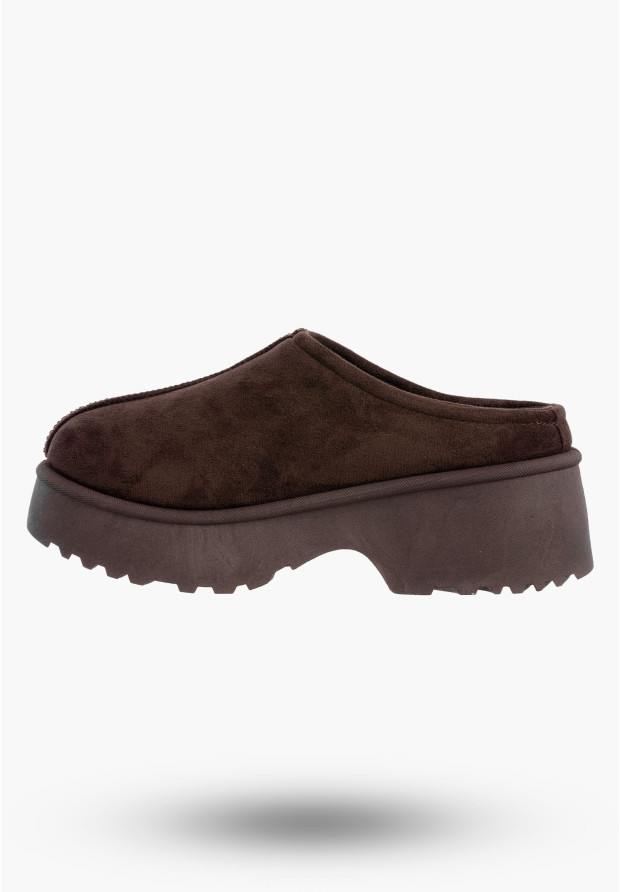 Klapki Damskie Buty Ocieplane Chodaki Botki Zimowe Na Grubej Podeszwie Brązowe HY881-1