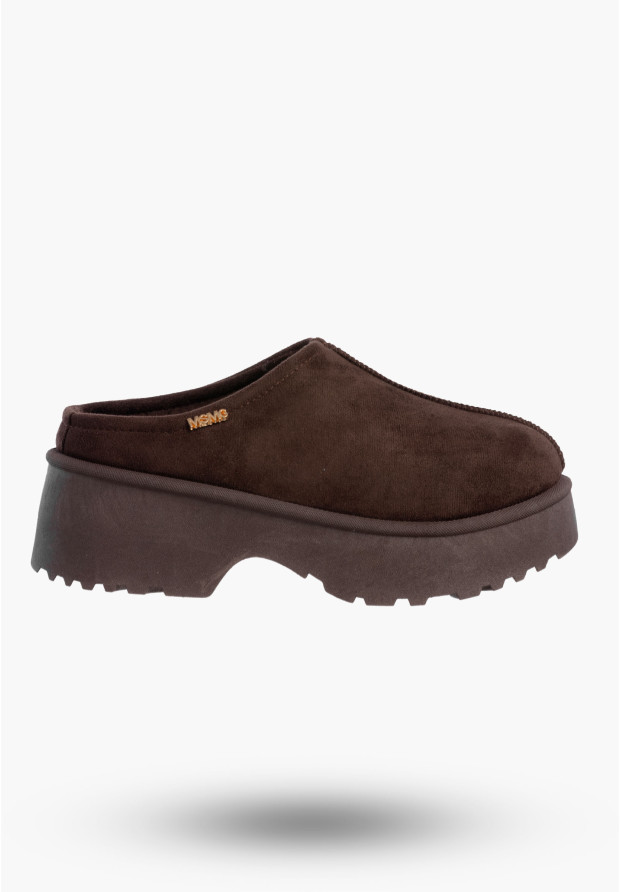 Klapki Damskie Buty Ocieplane Chodaki Botki Zimowe Na Grubej Podeszwie Brązowe HY881-1