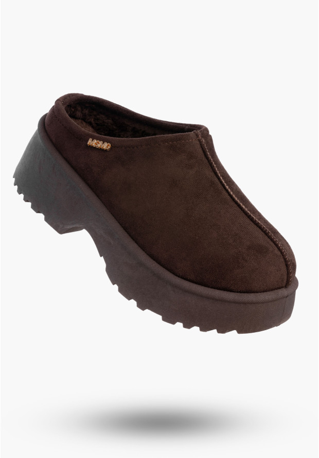 Ocieplane brązowe chodaki damskie MSMG HY881-1