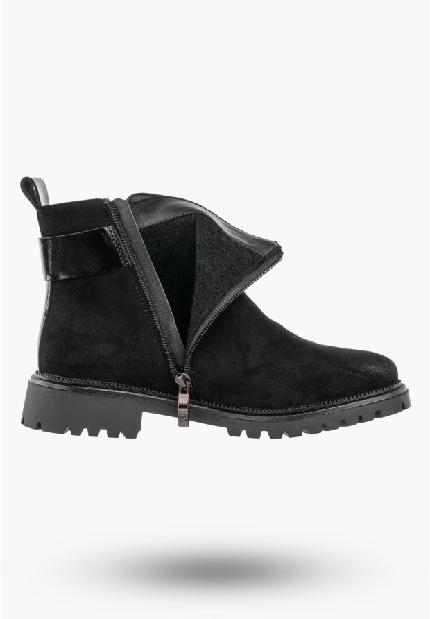 Botki Damskie Buty Na Zamek Ocieplane Na Zimę Czarne Potocki 25-19314BK
