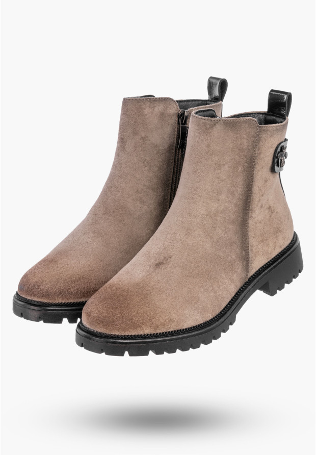 Botki Damskie Buty Na Zamek Ocieplane Na Zimę Khaki Potocki 25-19314KH