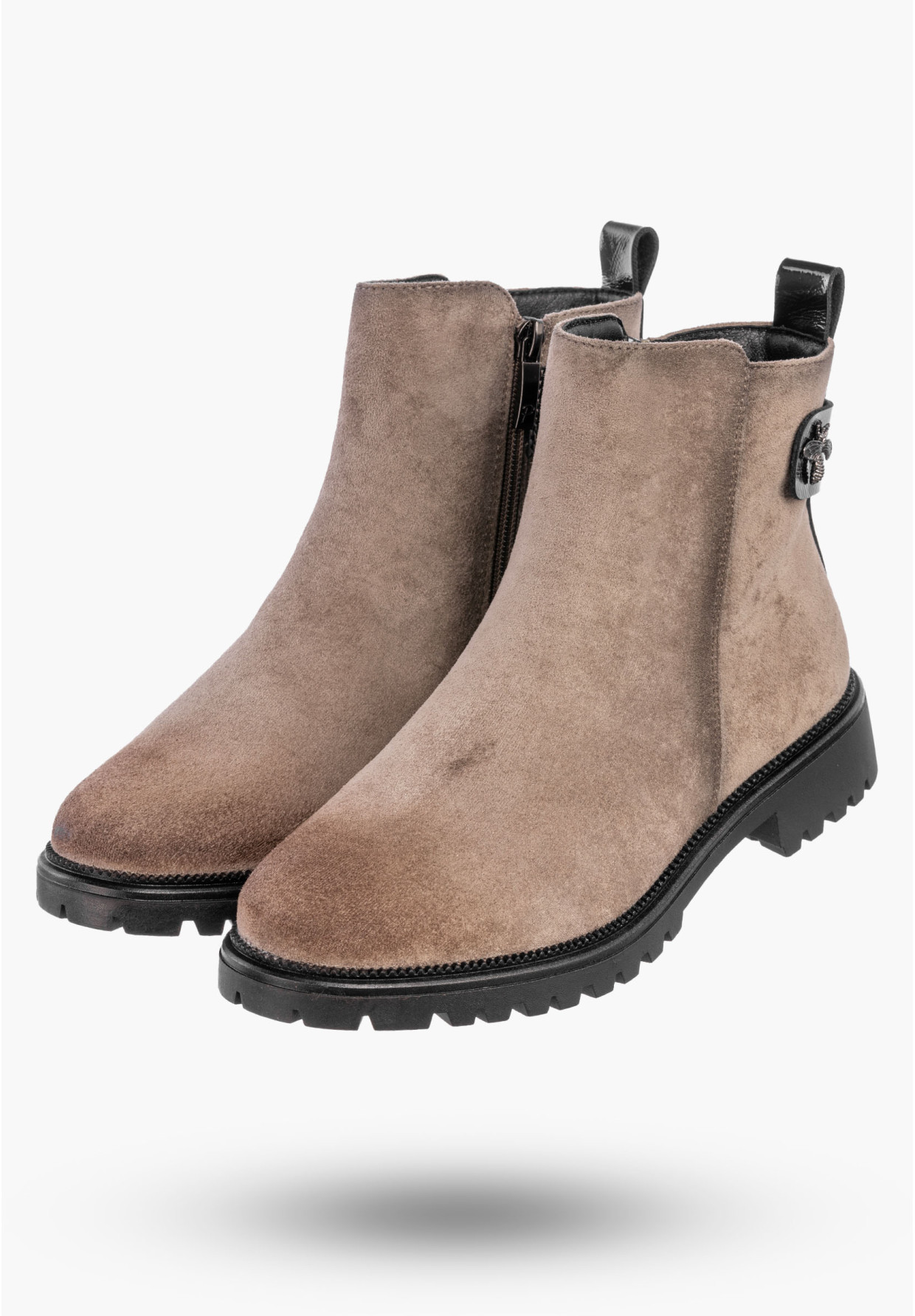 Botki Damskie Buty Na Zamek Ocieplane Na Zimę Khaki Potocki 25-19314KH