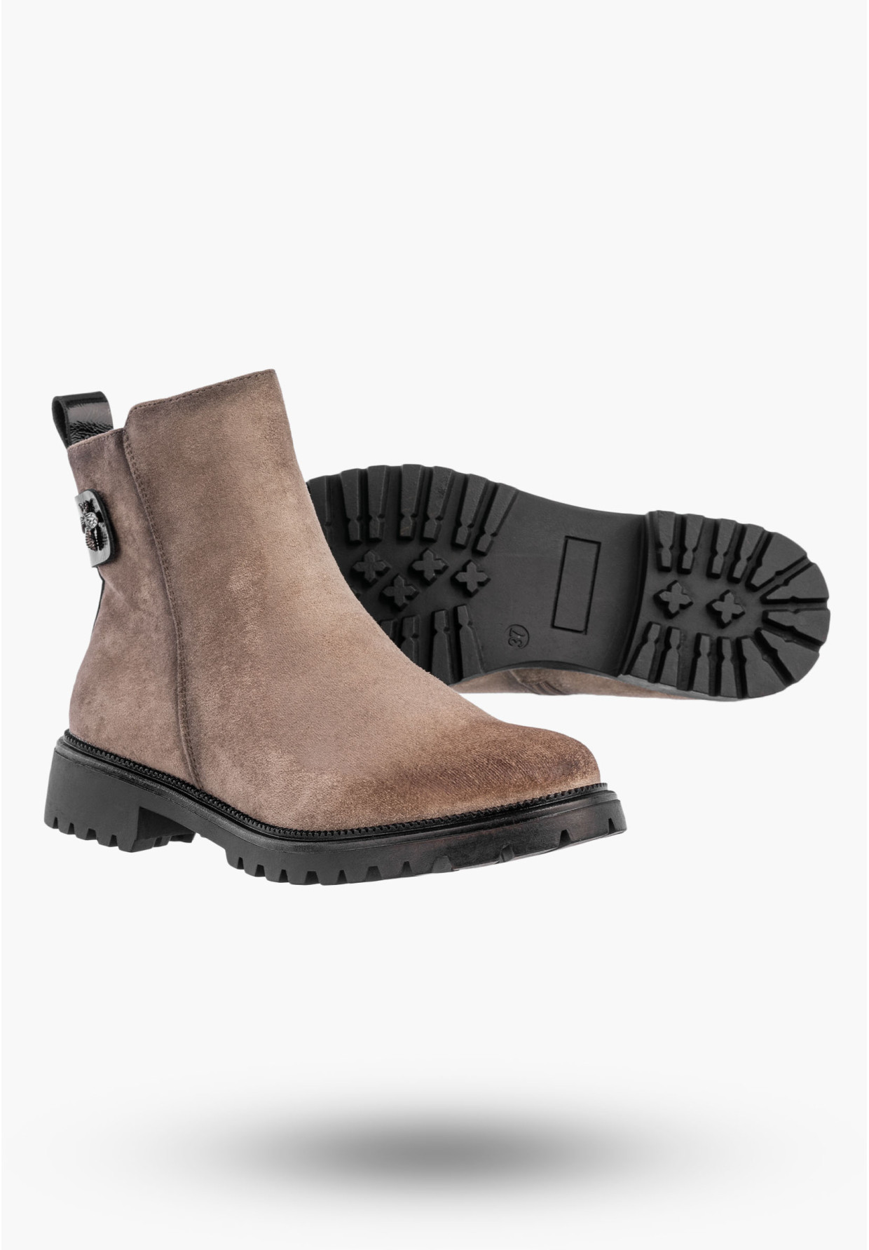 Botki Damskie Buty Na Zamek Ocieplane Na Zimę Khaki Potocki 25-19314KH