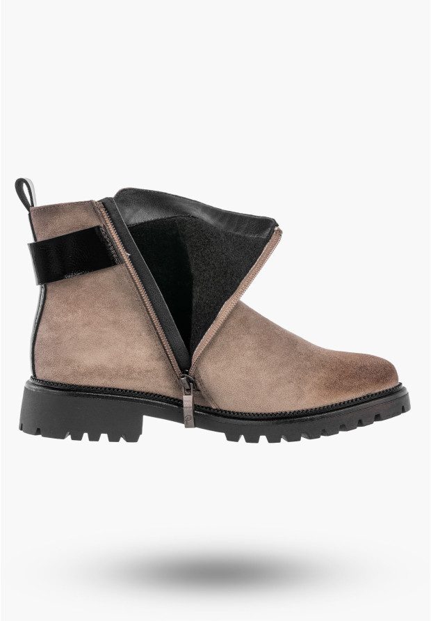 Botki Damskie Buty Na Zamek Ocieplane Na Zimę Khaki Potocki 25-19314KH