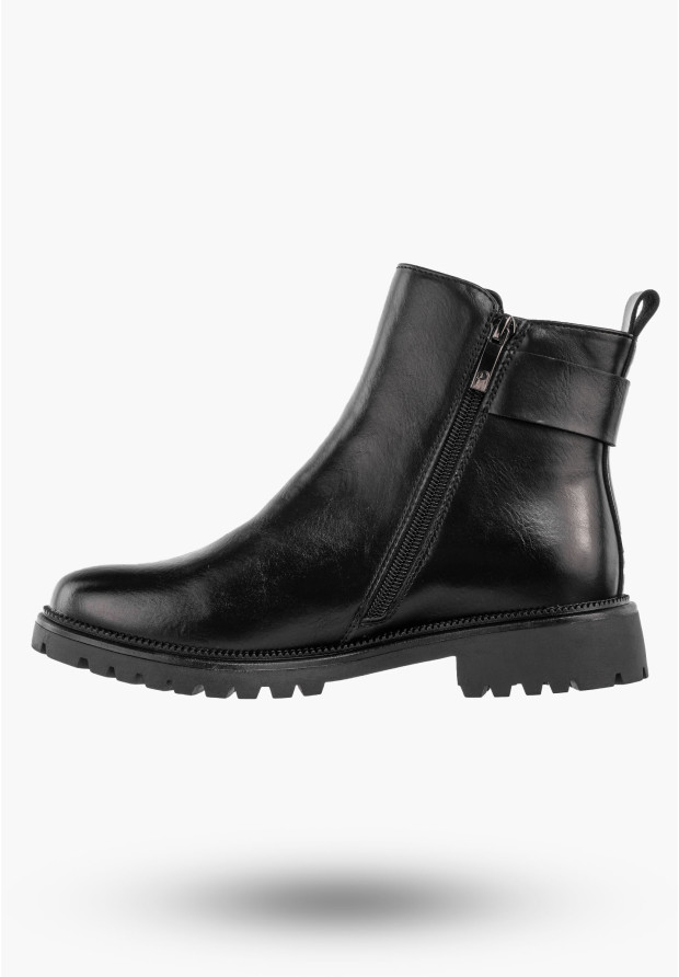 Botki Damskie Buty Na Zamek Ocieplane Na Zimę Czarne Lico Potocki 25-19314BKPU