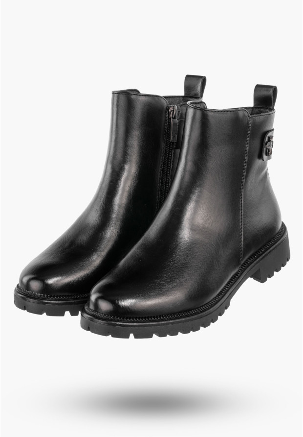 Botki Damskie Buty Na Zamek Ocieplane Na Zimę Czarne Lico Potocki 25-19314BKPU