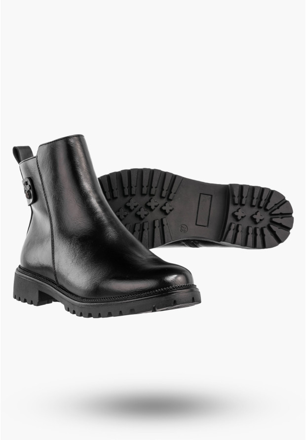 Botki Damskie Buty Na Zamek Ocieplane Na Zimę Czarne Lico Potocki 25-19314BKPU