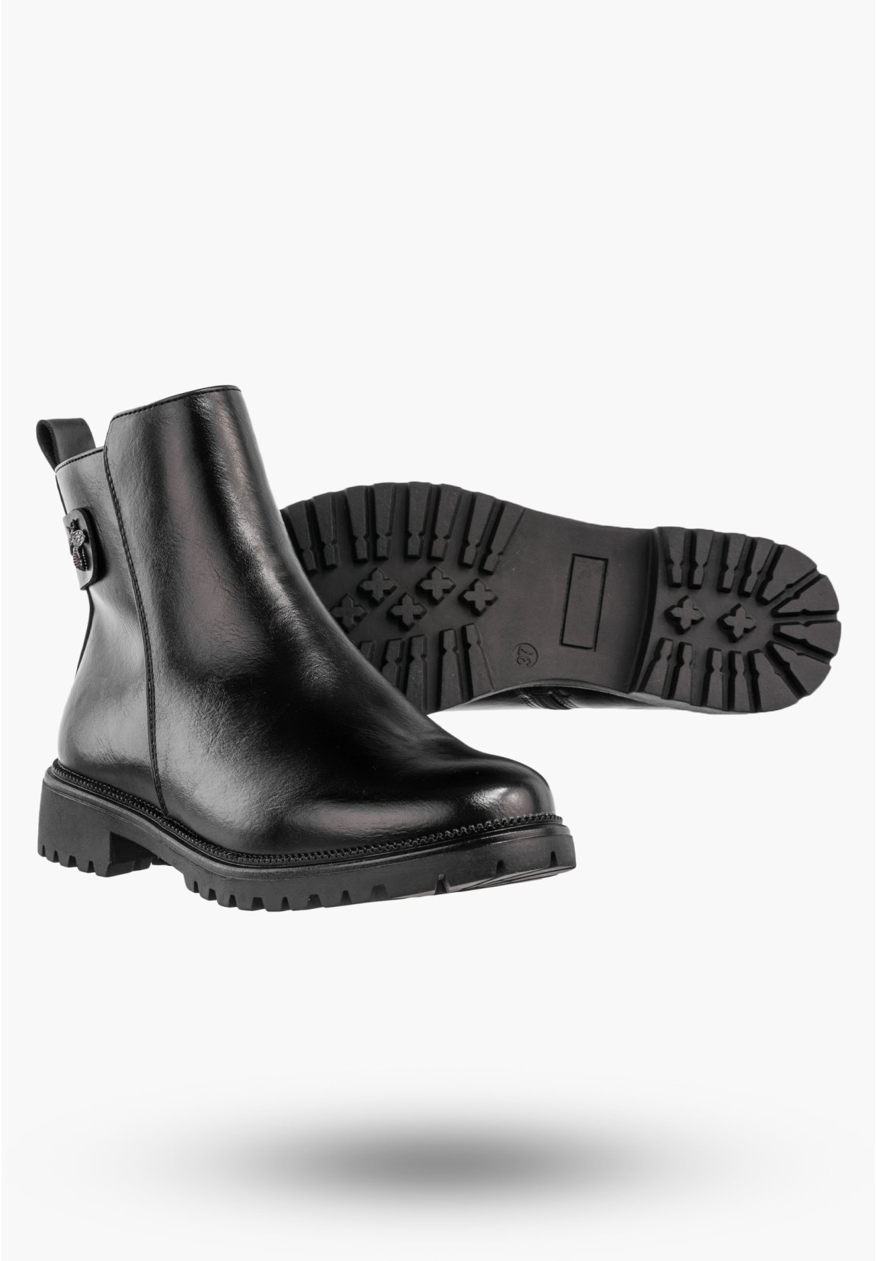 Botki Damskie Buty Na Zamek Ocieplane Na Zimę Czarne Lico Potocki 25-19314BKPU